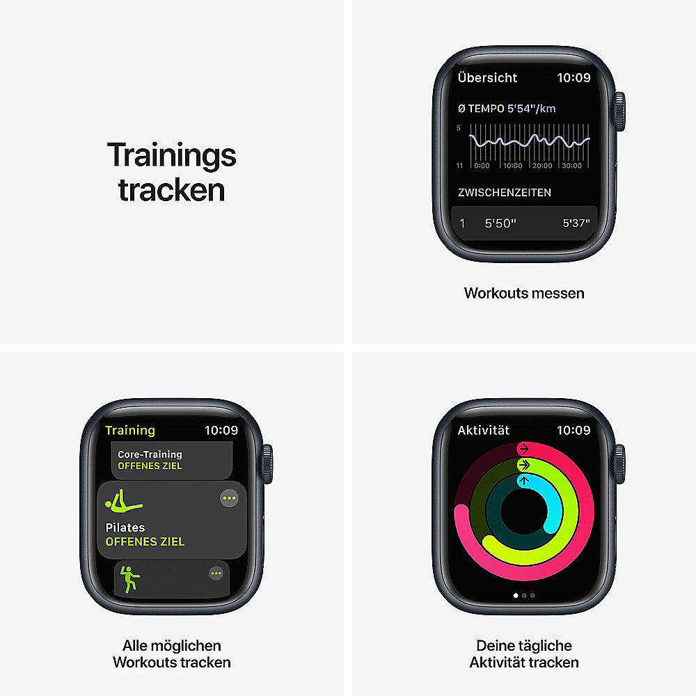 Apple Watch Series 7 Nike GPS 41mm Aluminium Mitternacht Sportarmband Schwarz