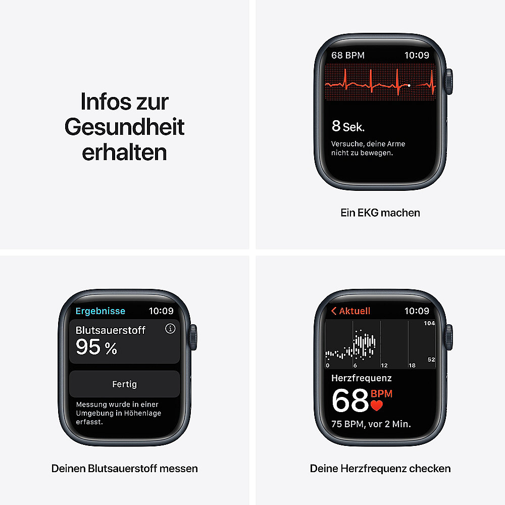 Apple Watch Series 7 Nike GPS 45mm Aluminium Mitternacht Sportarmband Schwarz