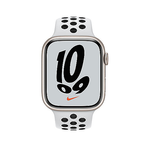Apple Watch Series 7 Nike GPS 45mm Aluminium Sternenlicht Sportarmband Platinum