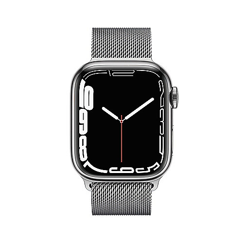 Apple Watch Series 7 LTE 41mm Edelstahlgehäuse Silber Milanaise Silber