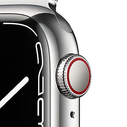 Apple Watch Series 7 LTE 41mm Edelstahlgehäuse Silber Milanaise Silber