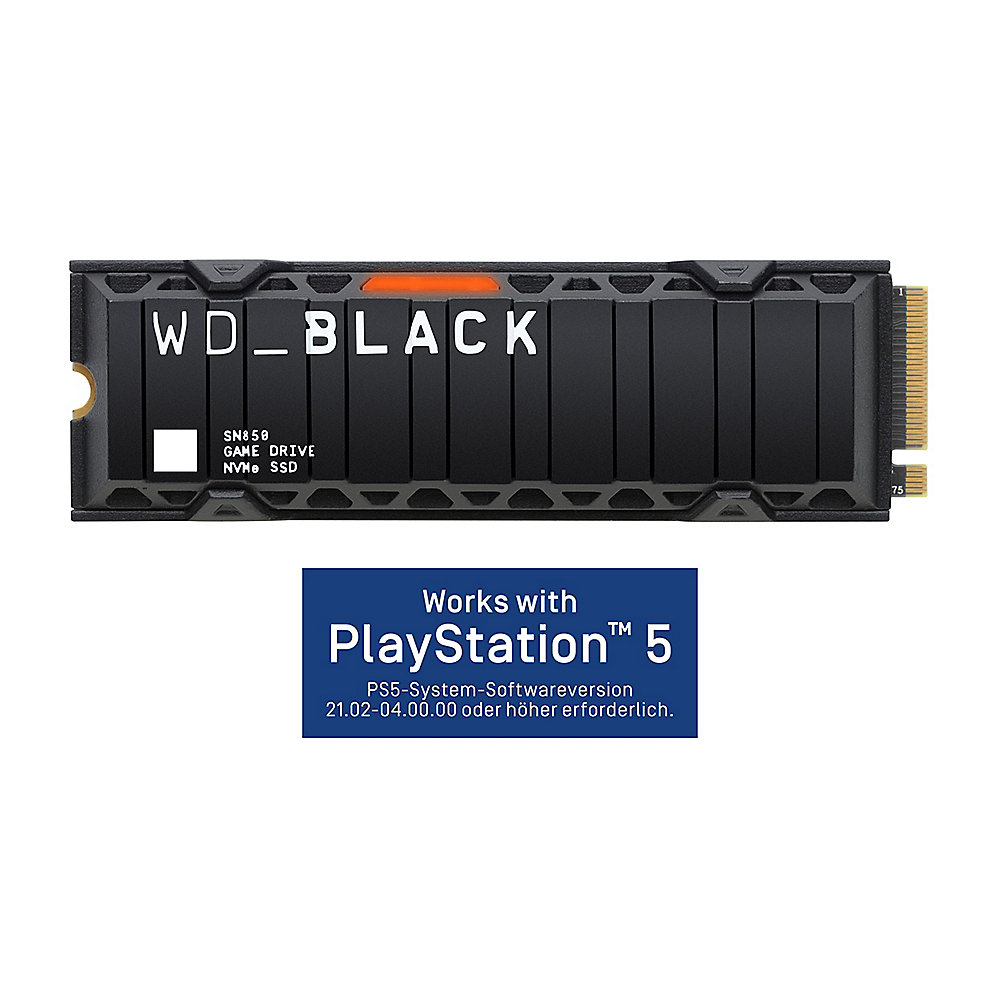 WD WD_Black SN850 NVMe SSD 500 GB M.2 PCIe Gen4 mit Kühlkörper