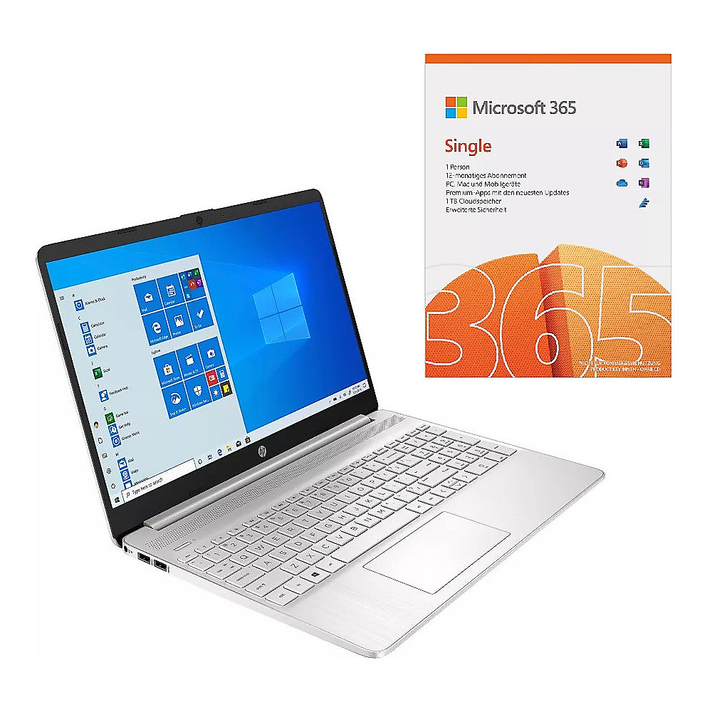 HP 15s-fq3402ng 15" FHD mit Microsoft 365 Single DL (inkl. Office Apps)