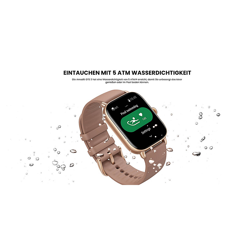 Amazfit GTS 3 Smartwatch Aluminium-Gehäuse, Terra rosa, Amoled-Display