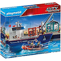 PLAYMOBIL - Gro&szlig;es Containerschiff mit Zollboot (70769)