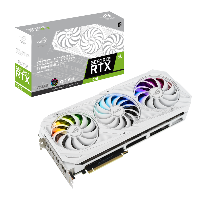 Asus  ROG Strix GeForce RTX 3070 Gaming OC V2 White 8GB GDDR6, 2xHDMI, 3xDP | 04711081320289