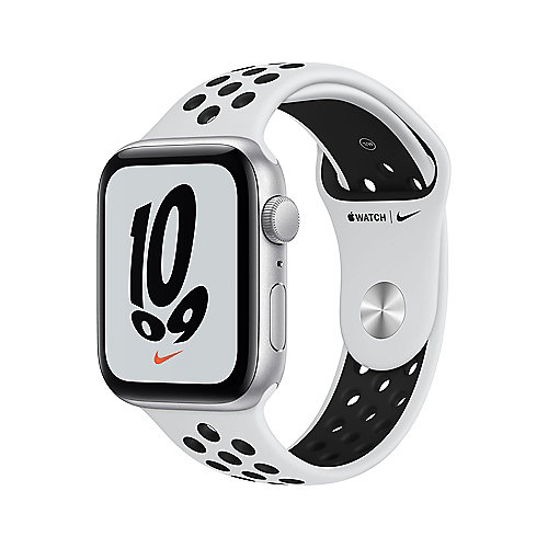 Apple Watch SE Nike GPS 44mm Aluminium Silber Sportarmband Platinum Schwarz