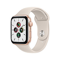 Apple Watch SE GPS 44mm Aluminiumgeh&auml;use Gold Sportarmband Sternenlicht