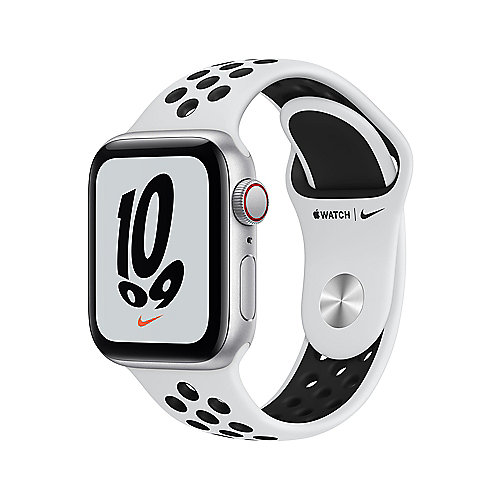 Apple Watch SE Nike LTE 40mm Aluminium Silber Sportarmband Platinum Schwarz