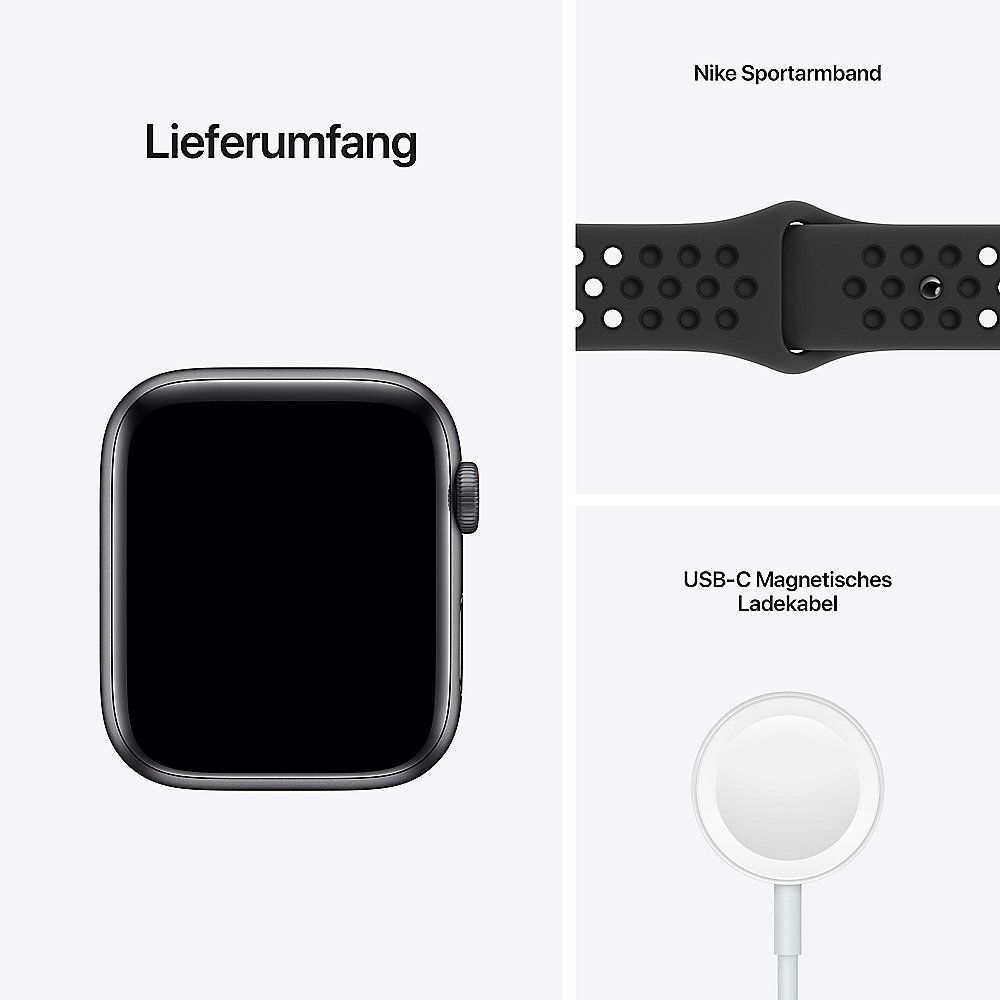 Apple Watch SE Nike LTE 44mm Aluminium Space Gray Sportarmband Anthrazit Schwarz
