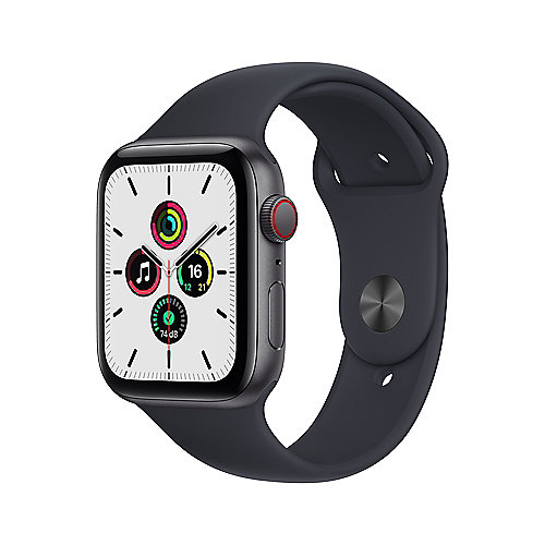Apple Watch SE LTE 44mm Aluminiumgehäuse Space Grau Sportarmband Mitternacht