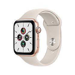 Apple Watch SE LTE 44mm Aluminiumgeh&auml;use Gold Sportarmband Sternenlicht