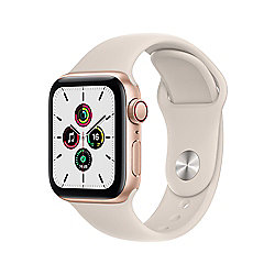 Apple Watch SE LTE 40mm Aluminiumgeh&auml;use Gold Sportarmband Sternenlicht