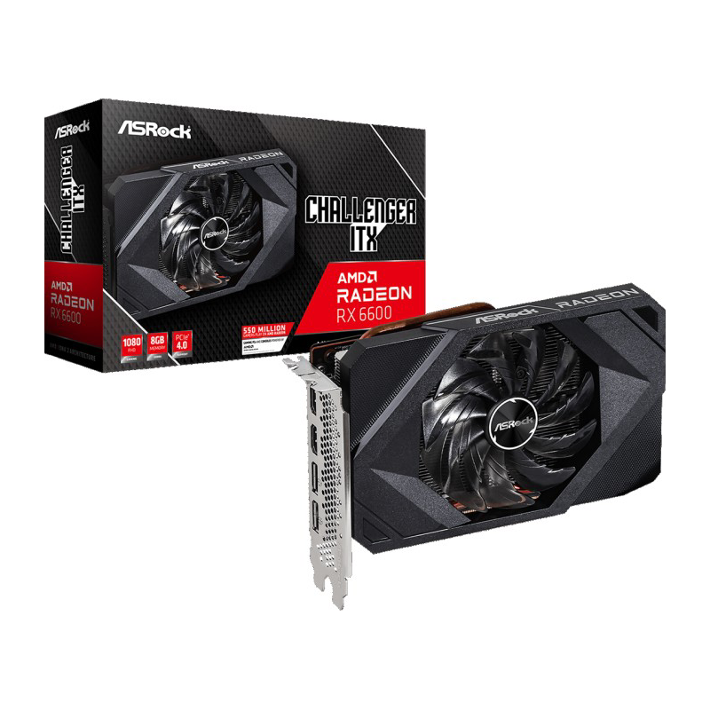 ASRock  AMD Radeon RX 6600 Challenger ITX Grafikkarte 8GB GDDR6 2xHDMI, 2x DP | 04710483935909