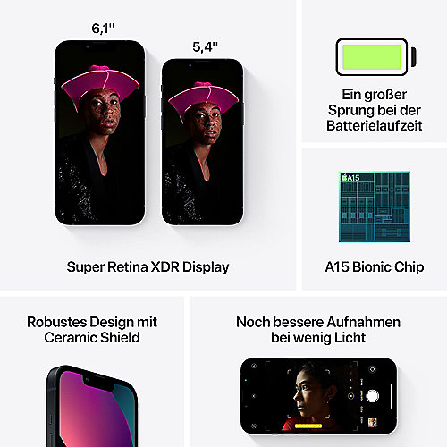 Apple iPhone 13 mini 128 GB Mitternacht MLK03ZD/A