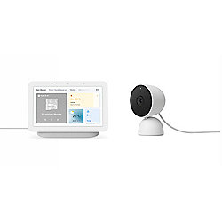 Google Nest Cam Indoor (mit Kabel) + Google Nest Hub (2. Gen) Kreide