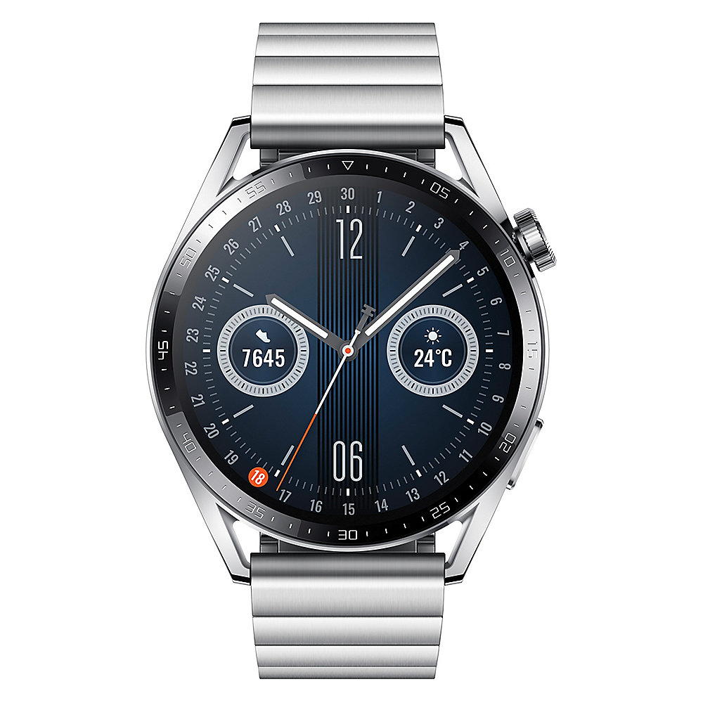 Huawei Watch GT 3 Sport Smartwatch 46mm GPS silber AMOLED-Display Metall-Armband