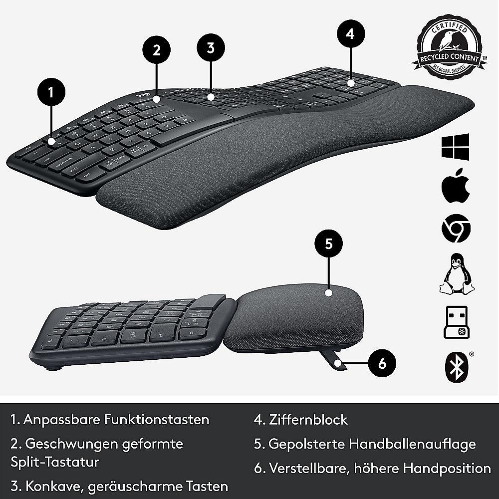 Logitech Ergo K860 Tastatur Schwarz