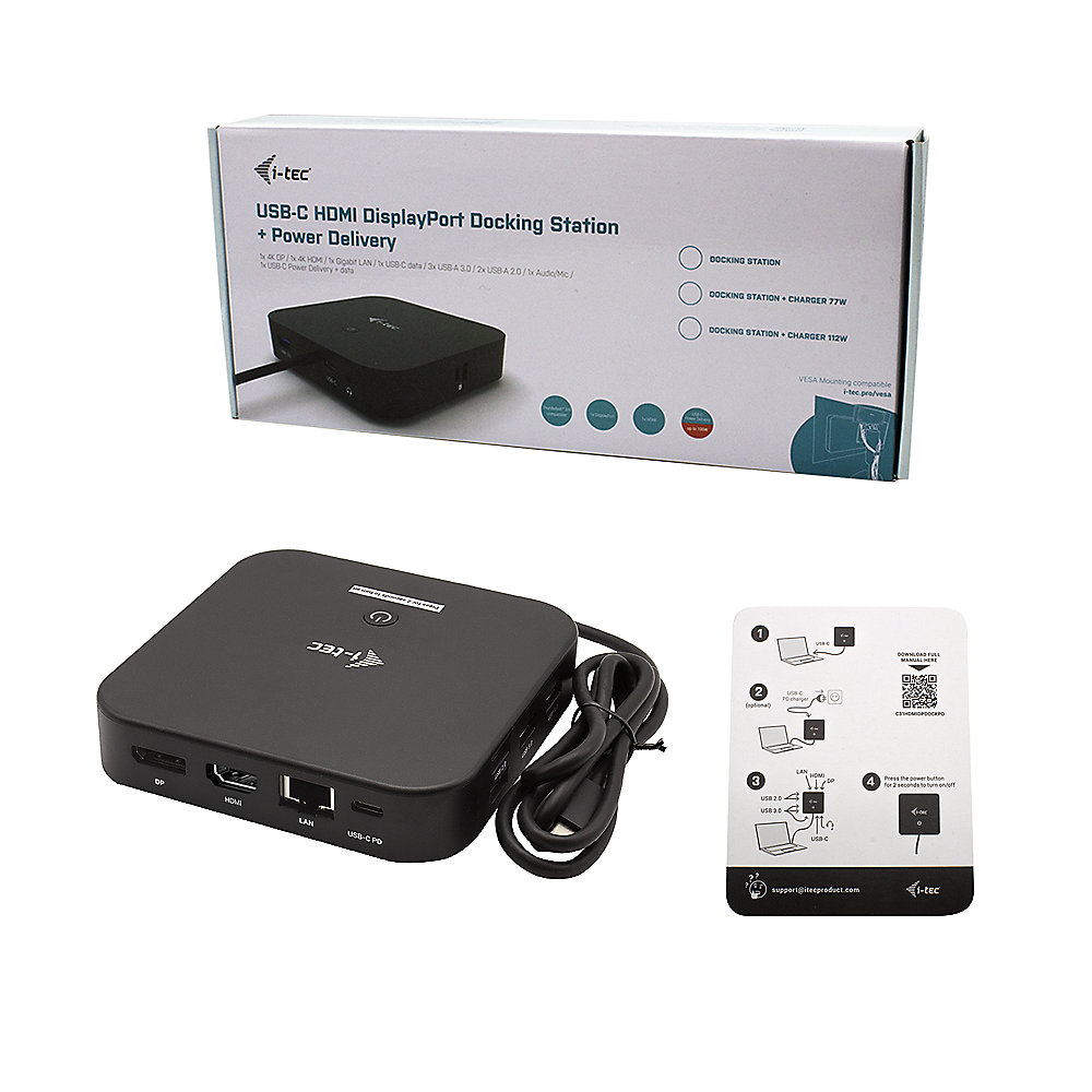i-tec USB-C HDMI DP Docking Station mit Power Delivery 100W