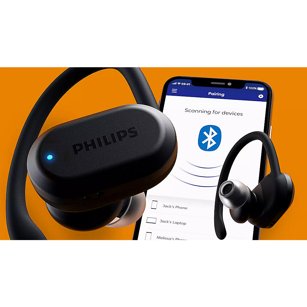 Philips TAA7306BK/00 Sport True Wireless Kopfhörer Herzfrequenz-Sensor schwarz
