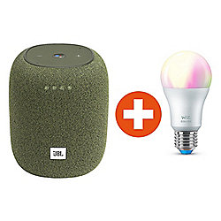 WiZ smarte Lampe mit bis zu 16 Mio Farben A60 E27 Wi-Fi + JBL Link Music gr&uuml;n