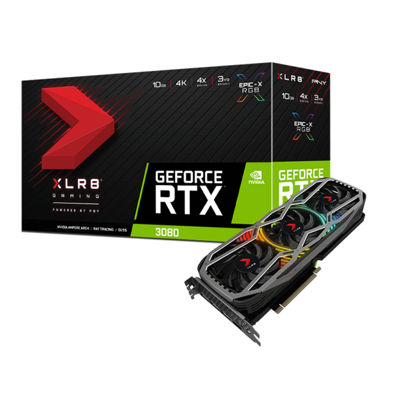 Pny  GeForce RTX 3080 XLR8 Gaming Revel Epic-X 10GB GDDR6X Grafikkarte HDMI/3xDP | 00751492647715