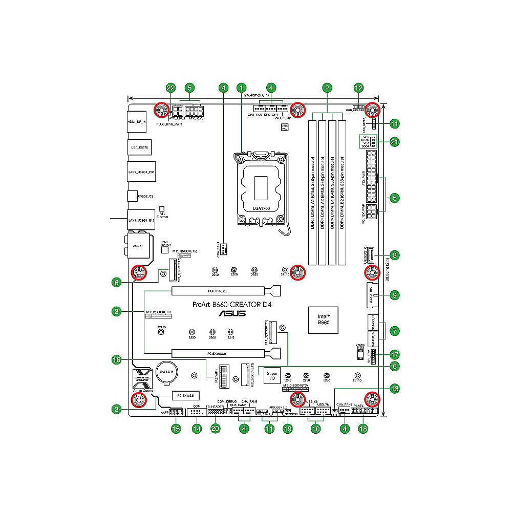 ASUS PROART B660-CREATOR D4 ATX Mainboard Sockel 1700 USB-C/HDMI/DP