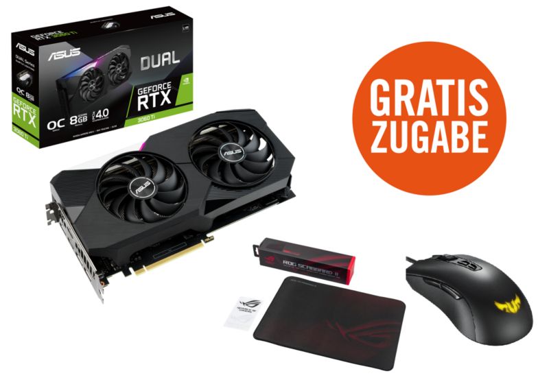 ASUS GeForce RTX 3060 Dual OC V2 Grafikkarte 12GB + ASUS Maus/Mauspad
