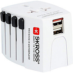 SKROSS World Adapter Pro + USB 2xA 3-polig (7A) Reiseadapter