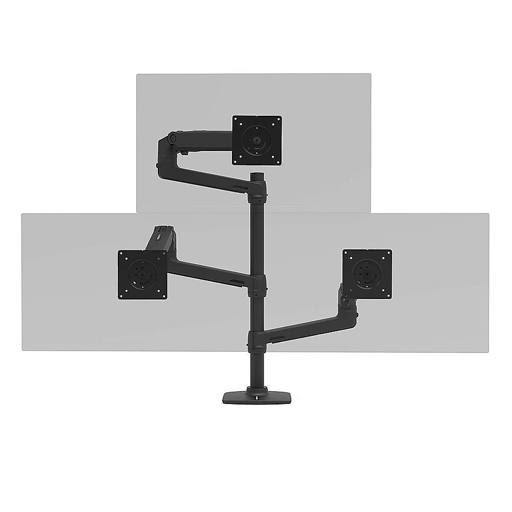 Ergotron LX Dual Monitorarm erweiterbar auf 4 Monitore, Tischhalterung (Schwarz)