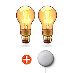 Innr Smart LED E27 Lampe filament vintage 2er Pack + Nest Mini